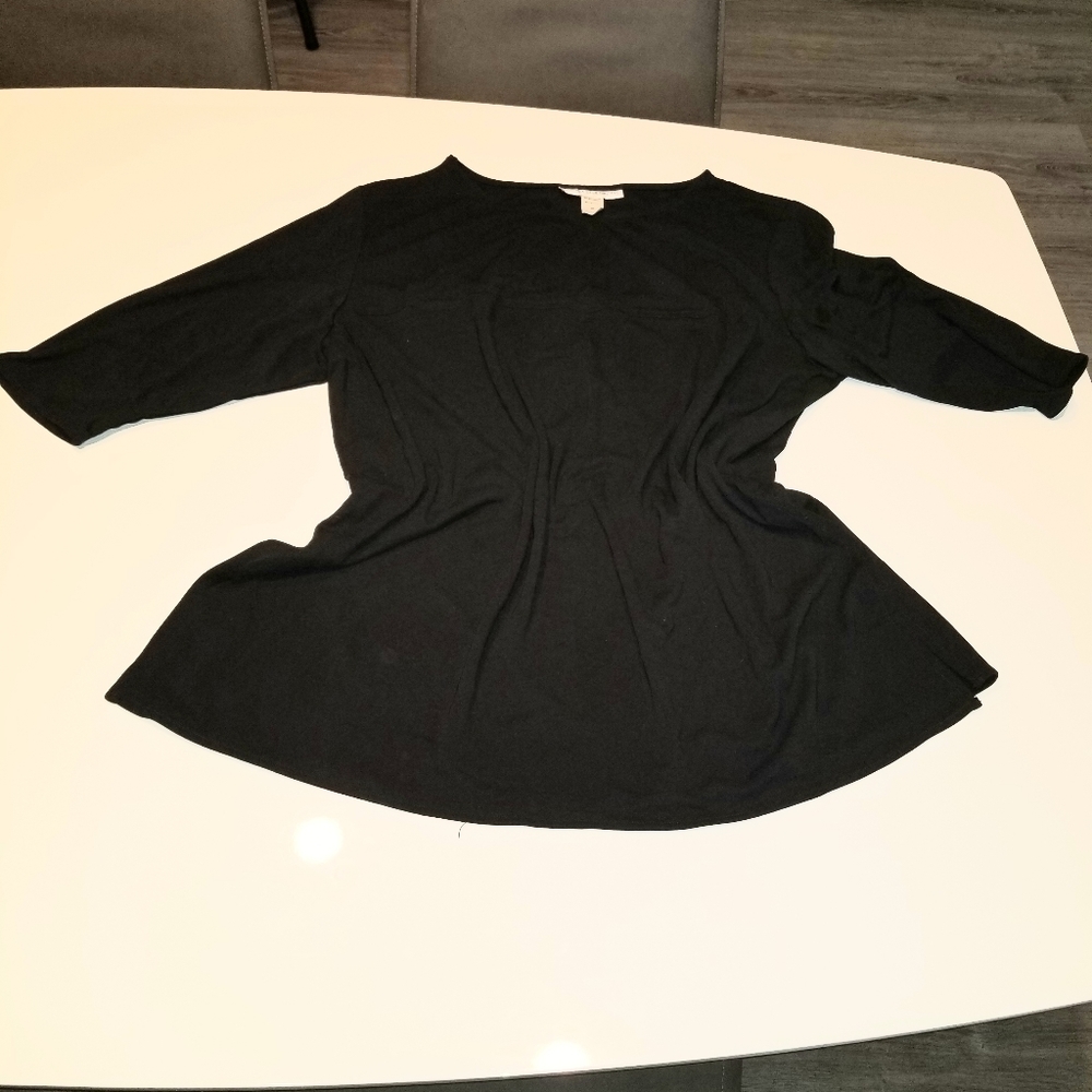 Black Career Blouse w Side Splits 2X